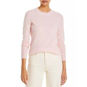 Aqua 100% Cashmere Crew Neck Pullover Sweater Cozy Quiet Luxury Pink - Large
